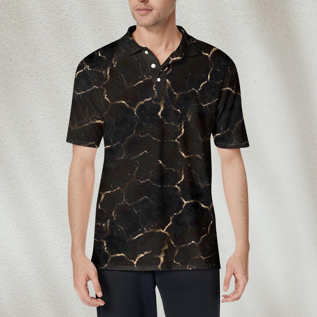 Men's Fashion Printed Short Sleeve Soft Cotton Collar Shirt