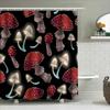 Mushroom Print Shower Curtain Bathroom Decor With Tassels Rod Pocket Waterproof Fabric Red White Mushroom Pattern Shampoo Bath M