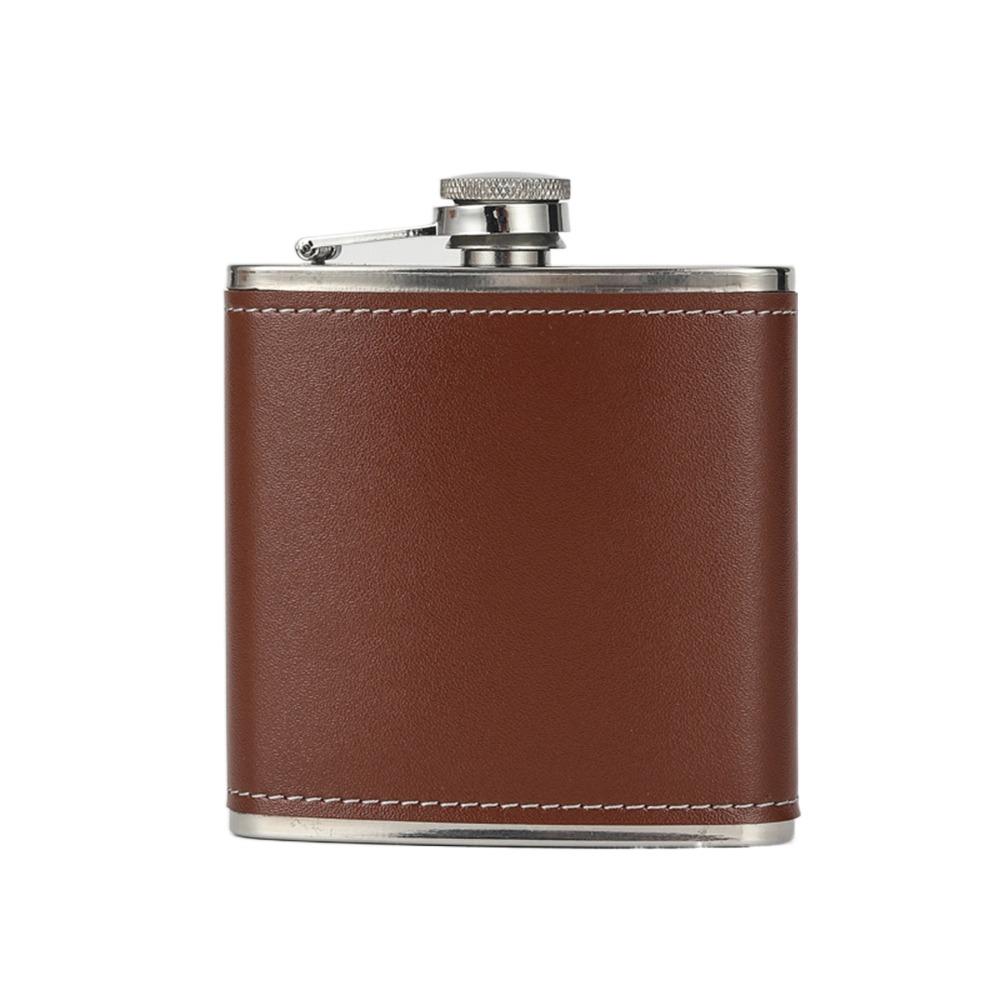 Mode 6oz Taschenflasche Auslaufsicher Lederbezogen Trinkwasserflasche Mini Tragbar Weinkelch Outdoor