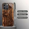 Vintage Wood Grain Printed Glass Phone Case Suitable for iPhone 17 16 15 14 13 12 11 Pro/Max/Plus Anti Drop and Shockproof