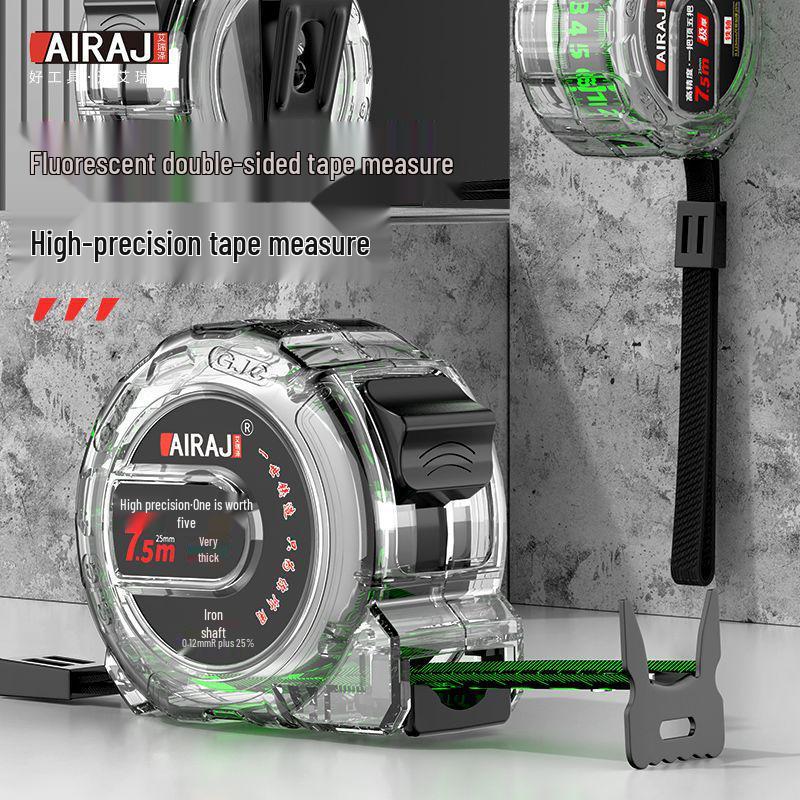 Fluorescent Tape Measure: 5m, 7.5m, 10m, Wide, Thick, Wear-Resistant, Drop-Proof, High-Precision Ruler.