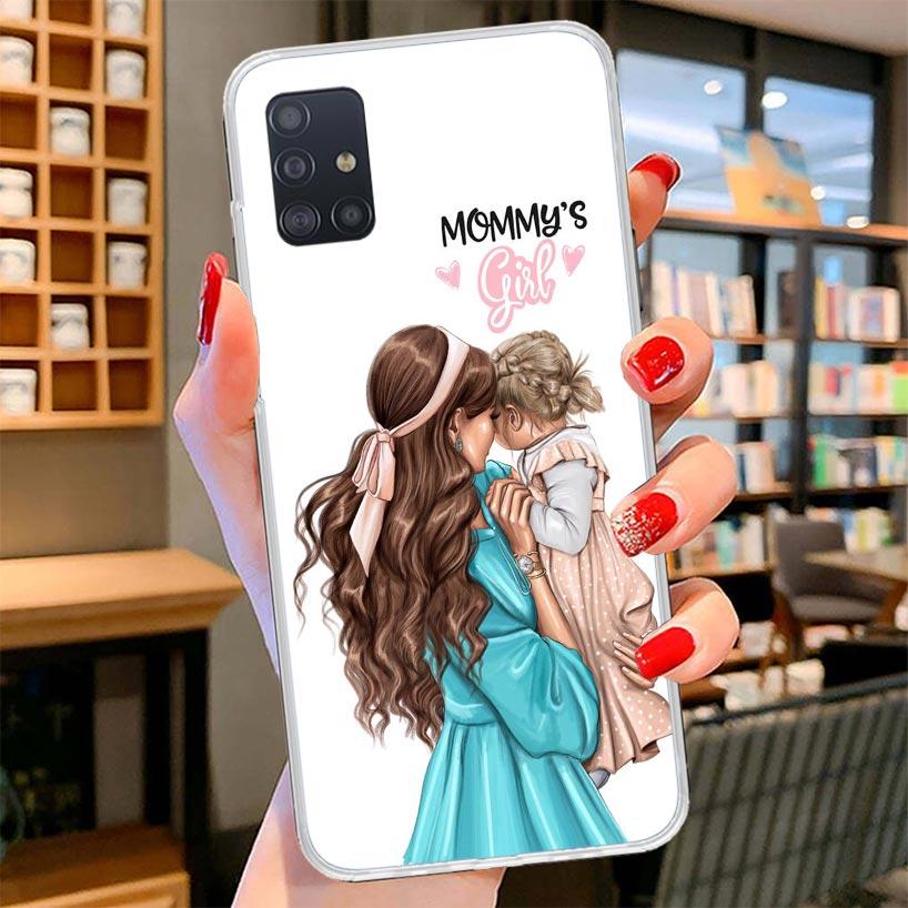 Mom Baby Girls Cover Phone Case For Samsung Galaxy A12 A22 A32 A52 A72 A02S Phone Case Note 20 Ultra 10 S10 Plus A51 A71 A50S A2