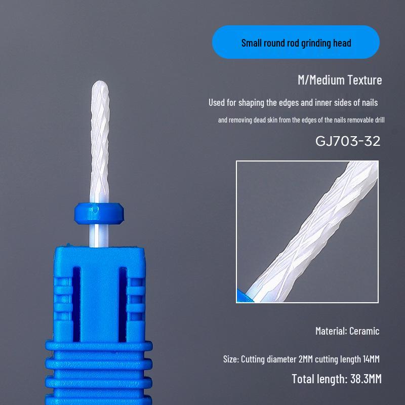 Ceramic Nail Art Grinding Head for Nail and Dead Skin Removal - Non-Heating Replacement Drill Bit.