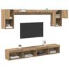 TV Wall Units with LED 6 pcs Artisan Oak Wood Material