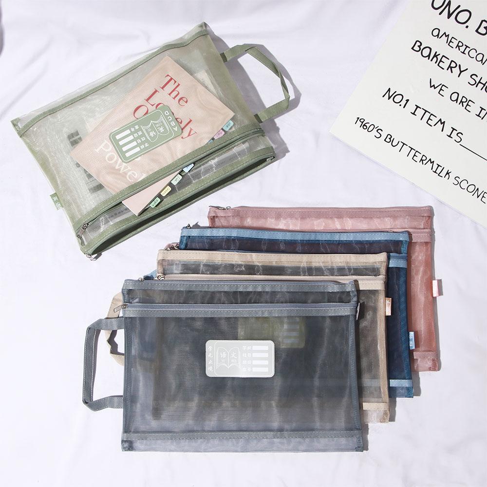 Organizer Pouch File Pocket School Office Supplies Storage Handbag Document Bag A4 File Folder Bag Zipper File Pocket