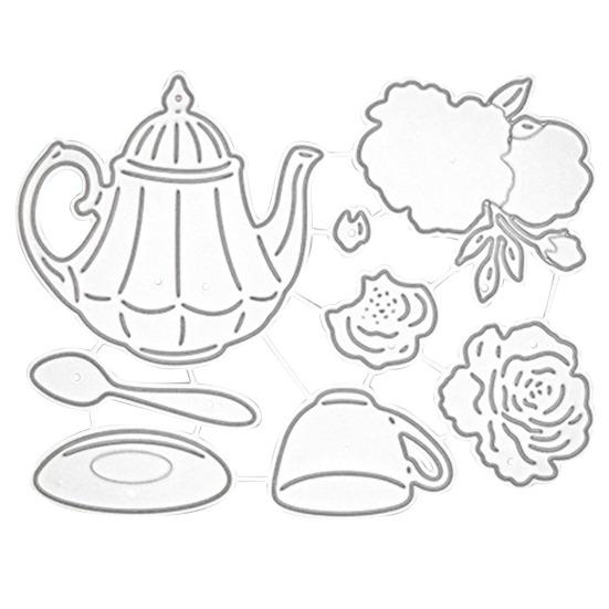 

Форма для резки чайной чашки с цветочным узором, образовательная углеродистая сталь, сделай сам, открытка для скрапбукинга, декоративный шаблон для детей серебряный