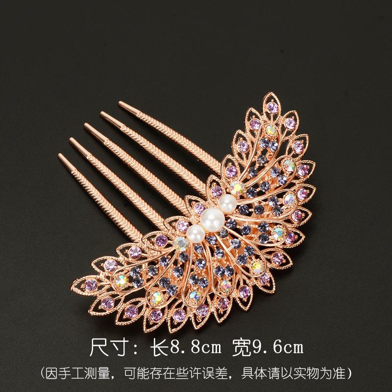 1Pcs Fashion Hairpin, Crystal Five-tooth Comb for Girls' Pigtails, Bun Hair Accessory