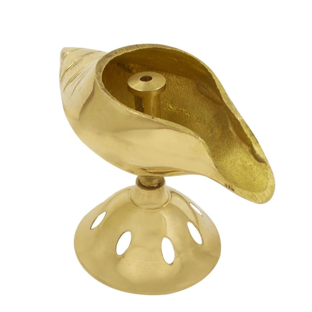 CraftVatika Pure Brass Akhand Diya, Shankh Shape Brass Diya Deepak, Villakku for Diwali