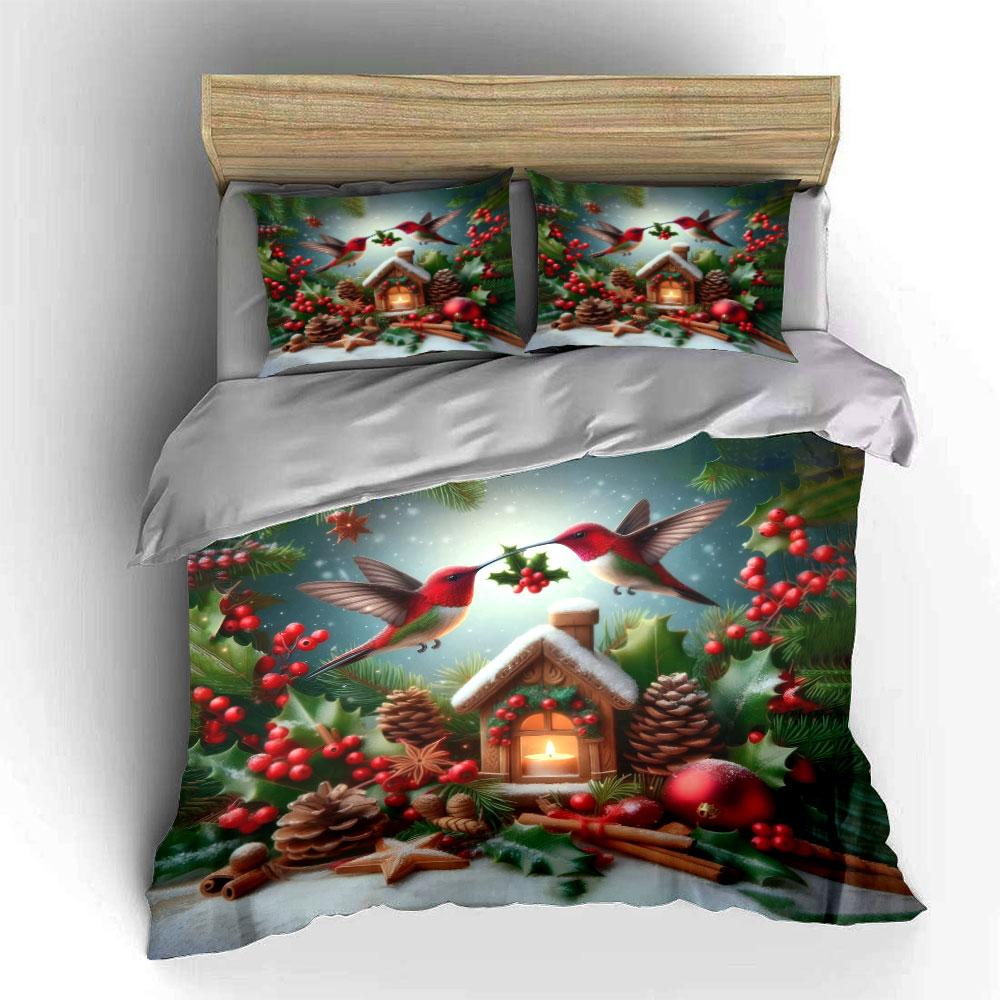 Christmas Decor Set For Festive Ambiance Kid S And Adults  Bedroom Decor, Exquisite Three-Piece Bedding Set Gift EU Twin 135X200cm&set