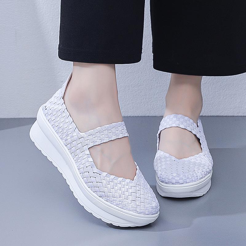 2022 Summer Women's Breathable Elastic Band Hand-Woven Casual Sports Flats