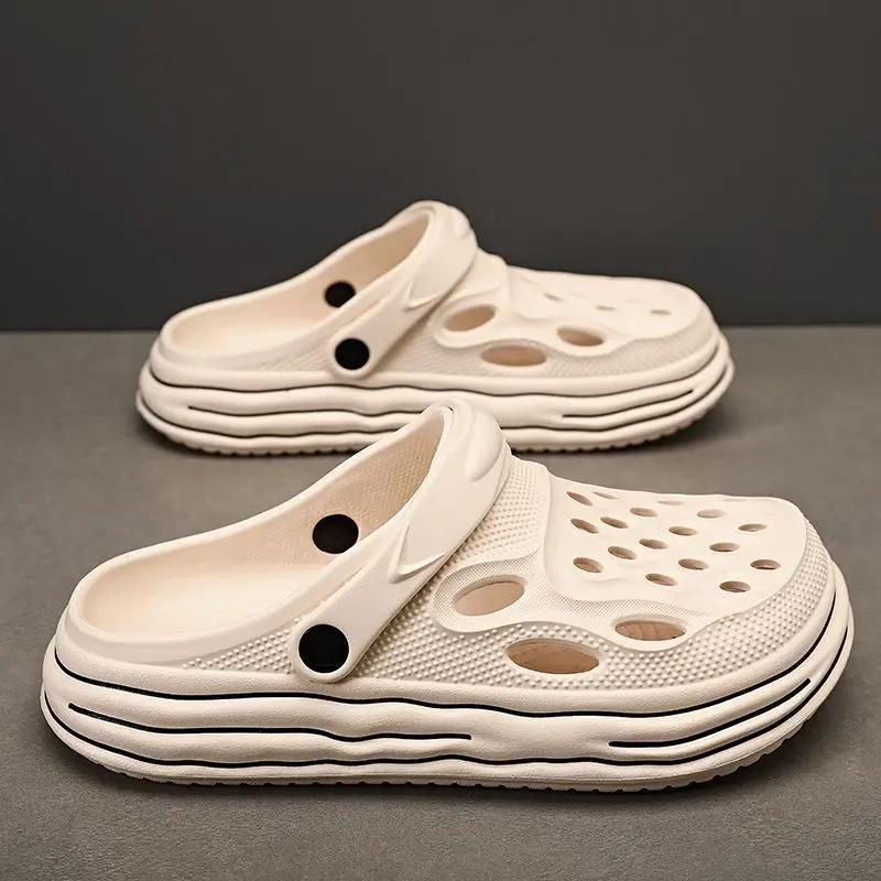 Fashion Platform Male Slipper Hole Sabot Slides Soft Beach Casual 2025 Style Fun Adult High Quality Fashion Designer Luxury Men's Shoe