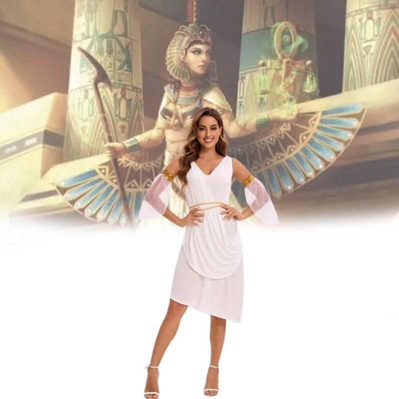 Elegant 2024 Egyptian Goddess Cosplay Dress Polyester Costume For Women
