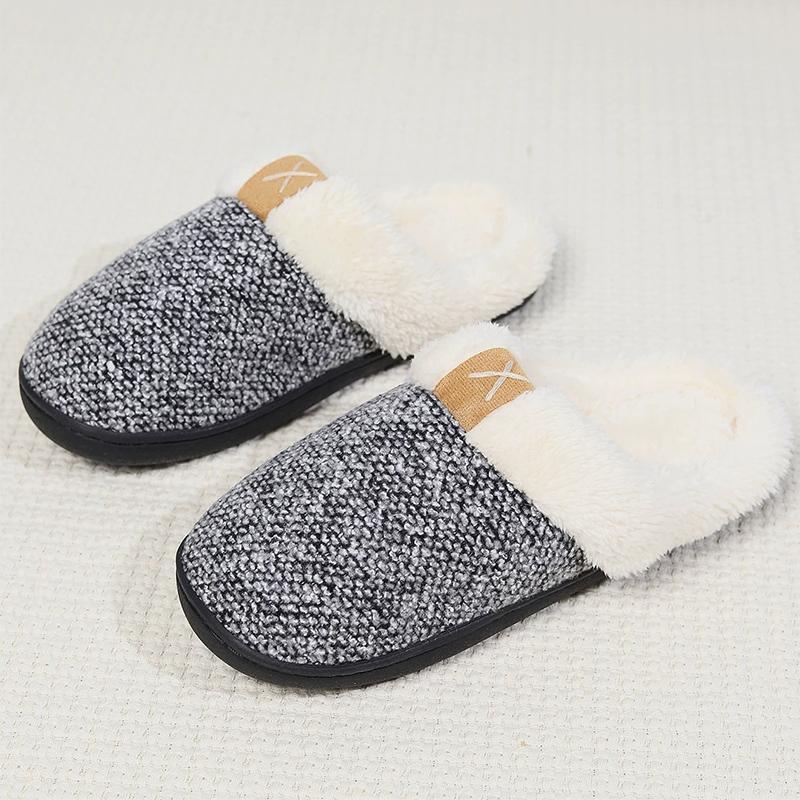 Fashion All Match Mix Color Fur Slippers Women Comfort Faux Fur Indoor Plush Slippers Woman Non Slip Round Toe Cotton Slides Mujer