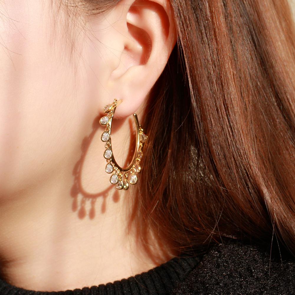 Ircons Fringed Cubic Zirconia Charms Circle Round Dangle Water Drop Earring for Women Designer Trendy Tassel Jewelry CZ828