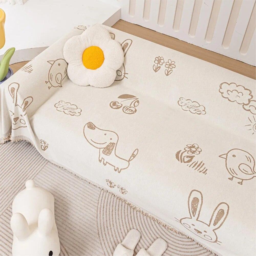 Cute Print Sofa Cover Chenille Sofa Towel Blanket Couch Cover Universal Anti-cat Scratch Sofa Cover for Living Room 1/2/3 Seater