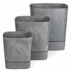 Set of Cubi Recycling Gray Concrete Flowerpots with Saucer 3 Pcs