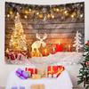 Retro Wooden House Fireplace Christmas Tapestry Background Cloth Wall Decoration Living Room Background Wall Room Decor