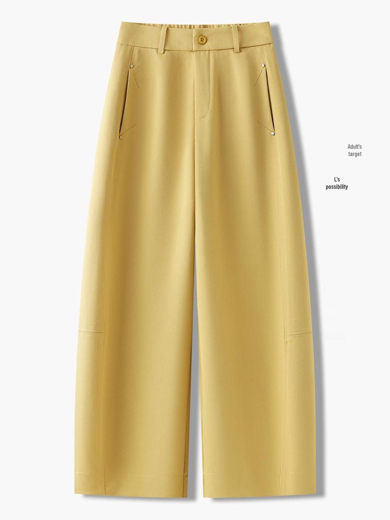Women's Spring 2026 Nine-Tenth Length Curved Leg Wide-Leg Pants - Loose, Petite, Straight-Leg Suit Style