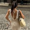 V-neck suspender skirt, European and American summer new temperament tight waist back strap sleeveless dress