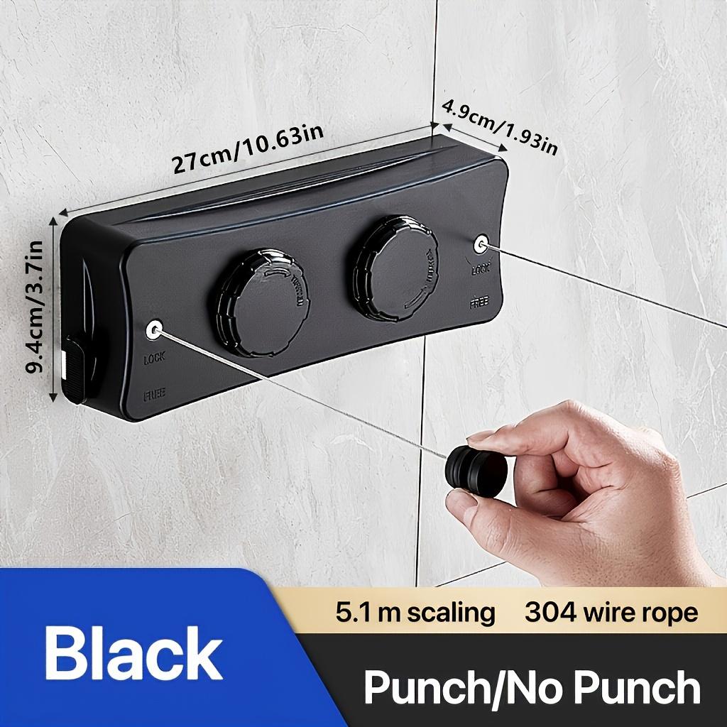 

5.1M выдвижная бельевая веревка для помещений телескопическая бельевая веревка прочная противоскользящая невидимая проволочная сушилка экономит место чёрный