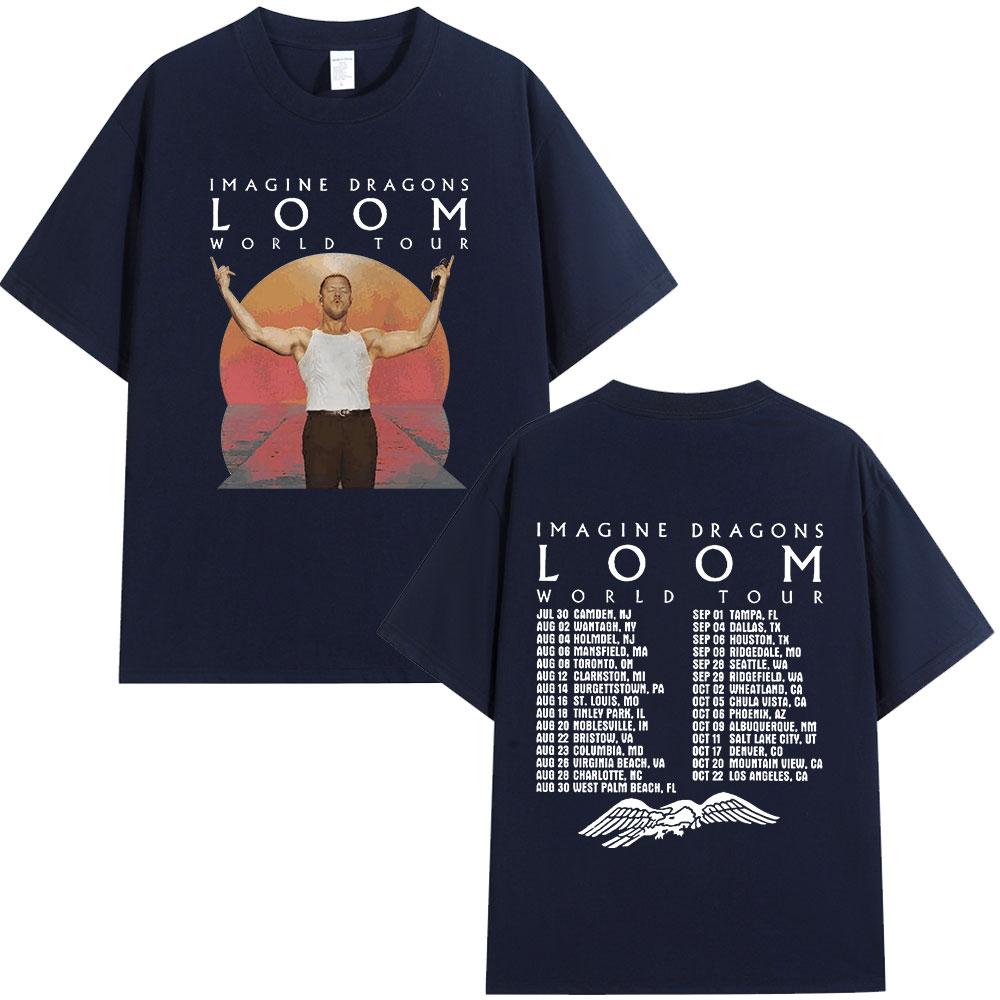 Rock Band Imagine Dragons Loom World Tour T Shirt Hip Hop Street Style T-shirt Men's Women Clothing Cotton Short Sleeve T-shirts