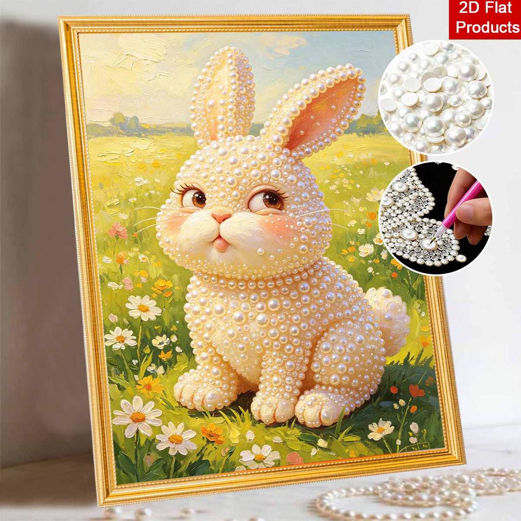 Pearl painting kit cute rabbit floral meadow DIY home decoration painting