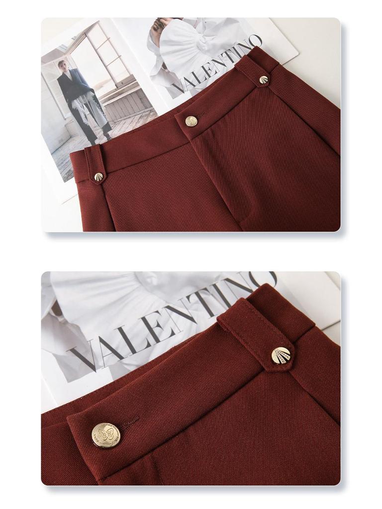 Ancola Women's High-Waisted Red Shorts - Spring 2025 Collection: Loose, Straight, Slimming, Wide-Leg Trousers