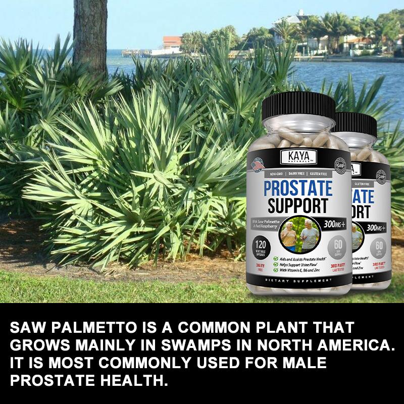Prostate Support Capsules for Men, Saw Palmetto Pumpkin Seed Zinc Vitamin E B6 Supplement,120 Vegetable Capsules