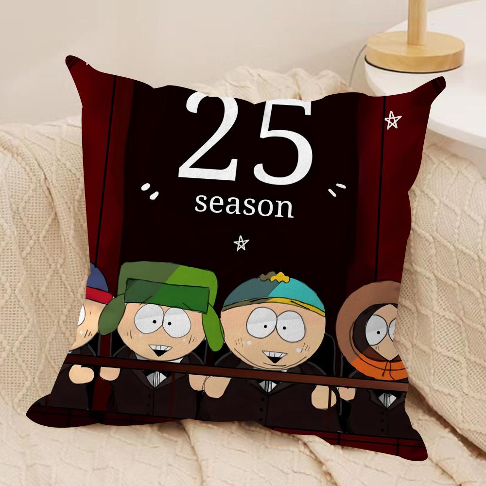 Funny Anime S-Souths P-Park Cushion Cover Soft Plush Double-Sided Printed Sofa Pillow Cushion Cover | Cozy All-Season Decor Gift