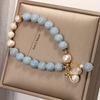 Natural Aquamarine Bracelet, a Stylish And Elegant Design for Women, Featuring a Unique Chinese-Style Accessory with a Bag Charm