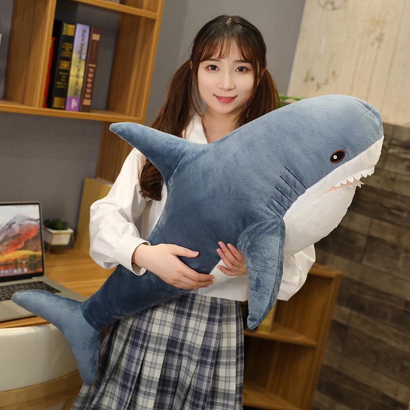 45/60cm Cute Shark Plush Toy Soft Stuffed Speelgoed Animal Reading Pillow for Birthday Gifts Cushion Doll Gift