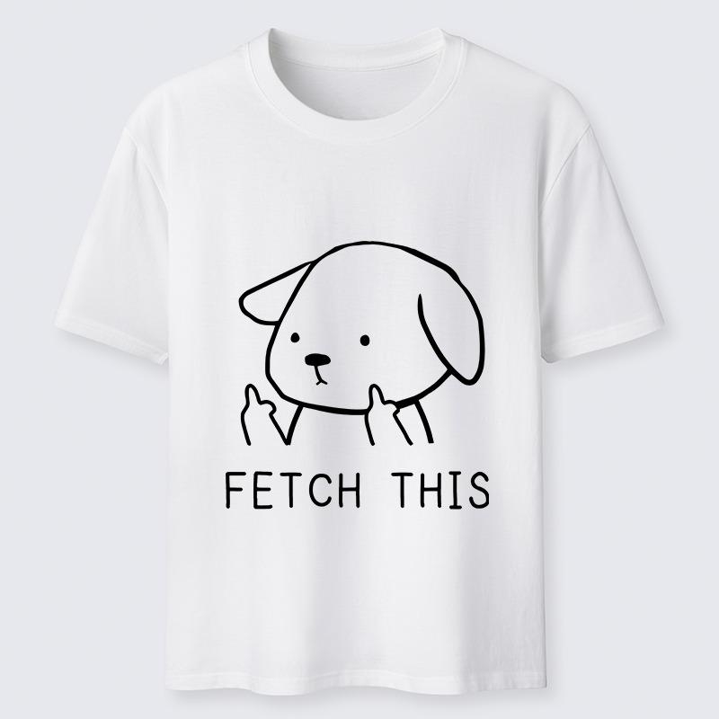 Harajuku Fetch This Dog Klasické tričko Ležérní volné Letní dovolená Krátký rukáv Kulatý výstřih Topy Čistá bavlna Tuniky