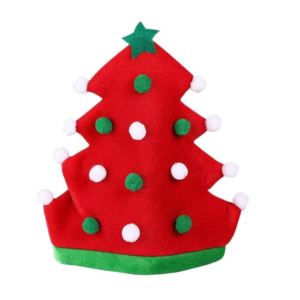 Funny Red Green Color Christmas Tree Hat Funny Style Soft Material Xmas Party Hat Adult Size Festive Hat Party Supplies