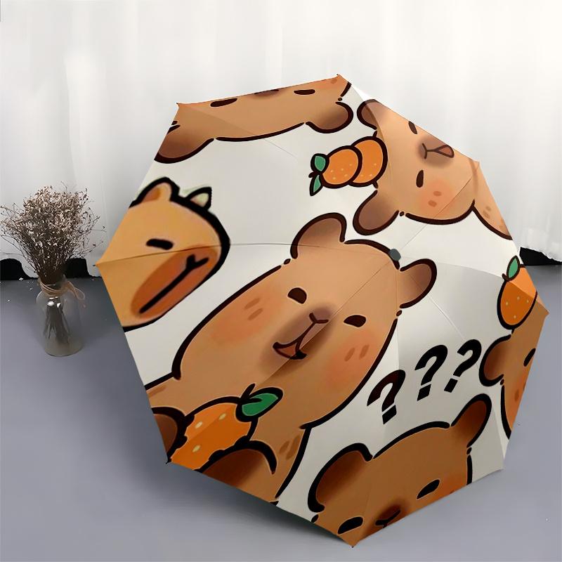Capybara Themed Travel Umbrella-8 Ribs Automatic Opening and Closing, Portable Folding Design, Compact and Stylish Umbrella Suitable for Out