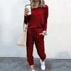 Damski dres Casual Solidne sportowe bluzy z długim rękawem i sportowe dwuczęściowe zestawy z długimi spodniami