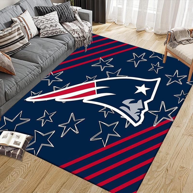 New England Patriots Flannel Pattern Square Carpet,Area Rug,Carpet Rug for Living Room Bedroom Sofa Playroom Decor,Non-slip Floor Mat