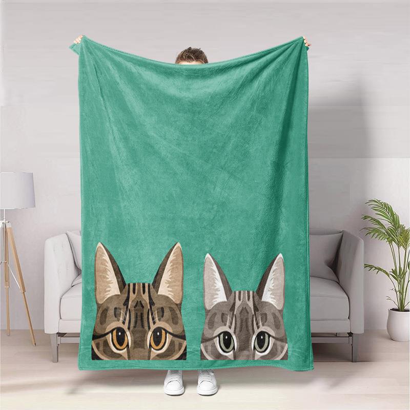 Cute cartoon dog digitalprinted polyester Bedroom velvet flannel soft sofa cover blanket Fleece soft sofa cover blankets