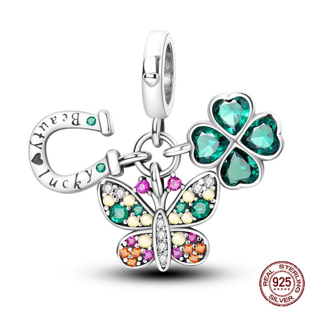 Prawdziwe 925 Sterling Silver kolorowy motyl sowa wróżka wisiorki koraliki Fit Fasion 925 oryginalne bransoletki naszyjniki Fine DIY biżuteria