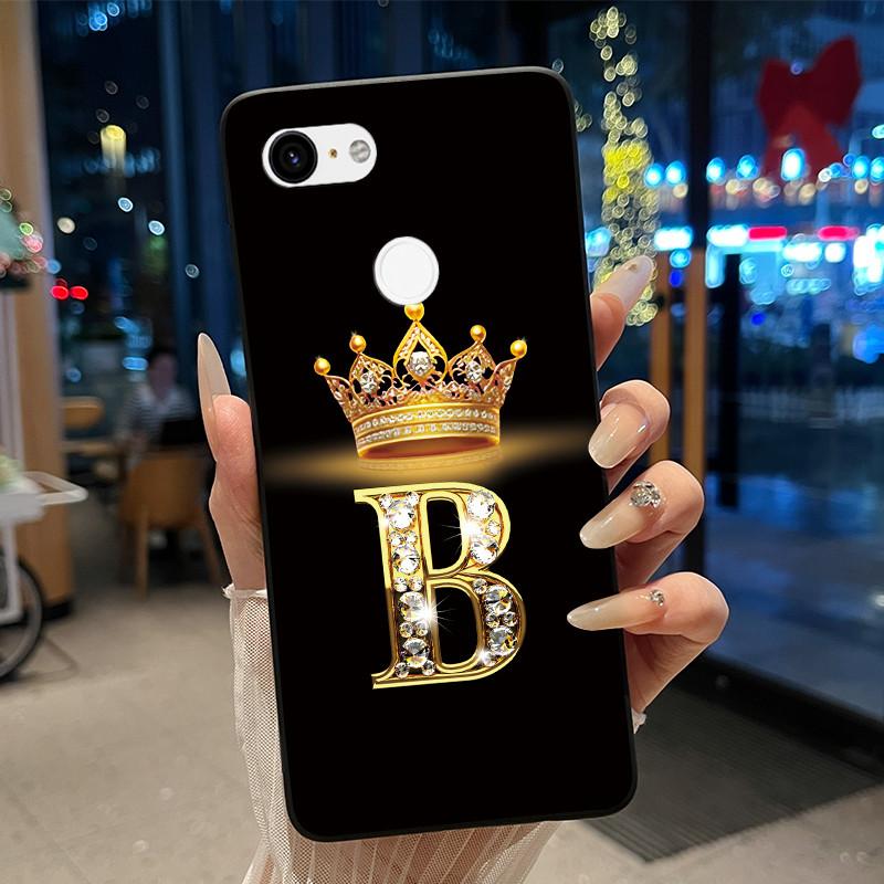

Phone Case For Google Pixel 3 Shockproof Soft Silicone Black Case For Google Pixel 3 XL Fashion Letter Crown Pattern Casing Google Pixel 3