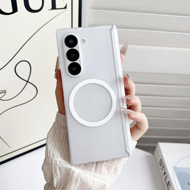 Case for Samsung Z FOLD 7 6 5 4 Thin Transparent Axial Magnetic Protective Cover Full Coverage Plain Shock Proof Anti-Scratch