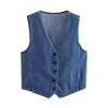 Sommer Dame Europeisk og Amerikansk Gate Mote Vasket Denim Vest 843854