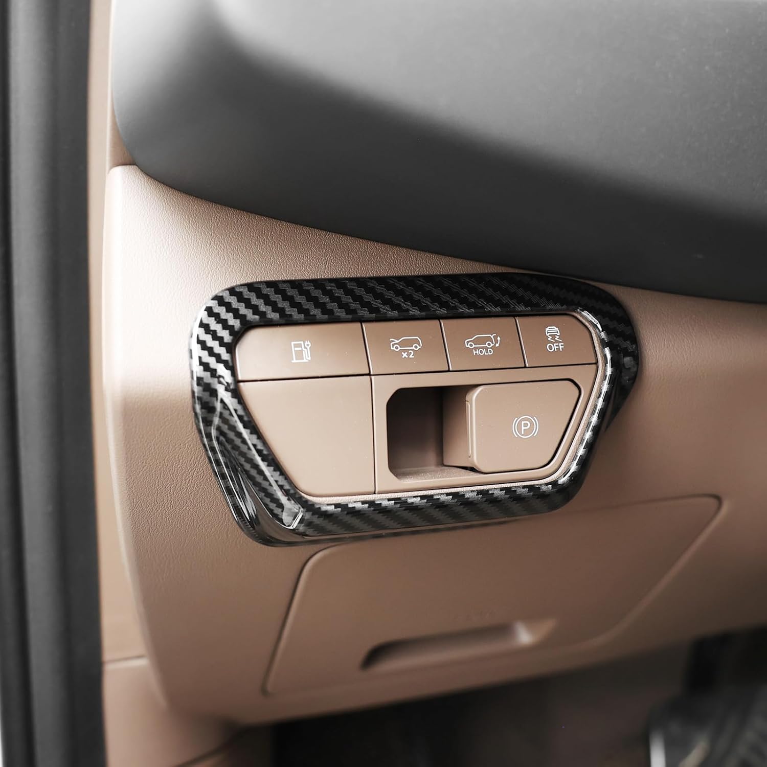 

YOUTOOCAR Glossy Black Automobile Front lamp Adjusting Part Cover Compatible with Kia EV9 Accessories Carbon Fiber Pattern