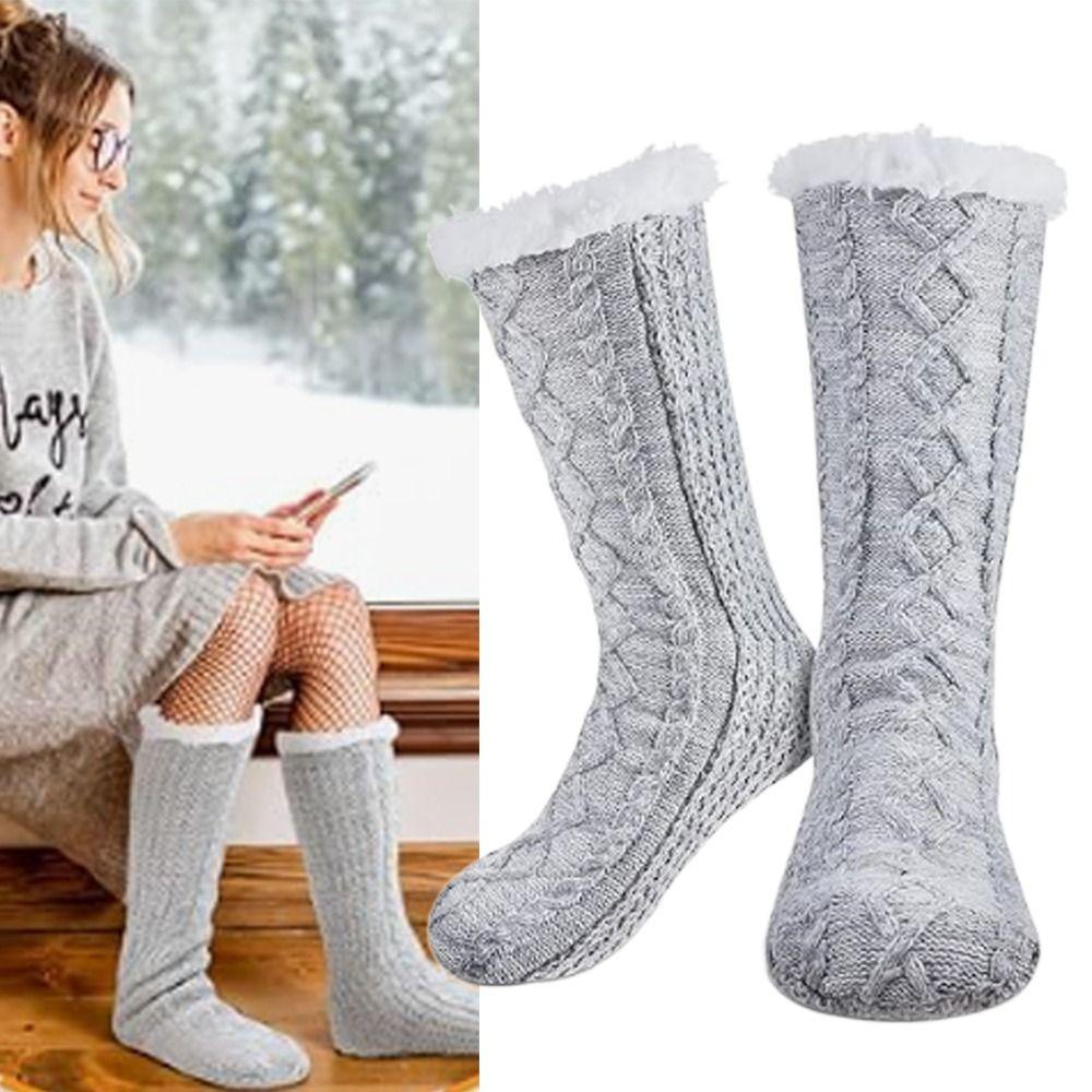 

Пушистые носки-тапочки для дома, носки на нескользящей подкладке, новые зимние носки