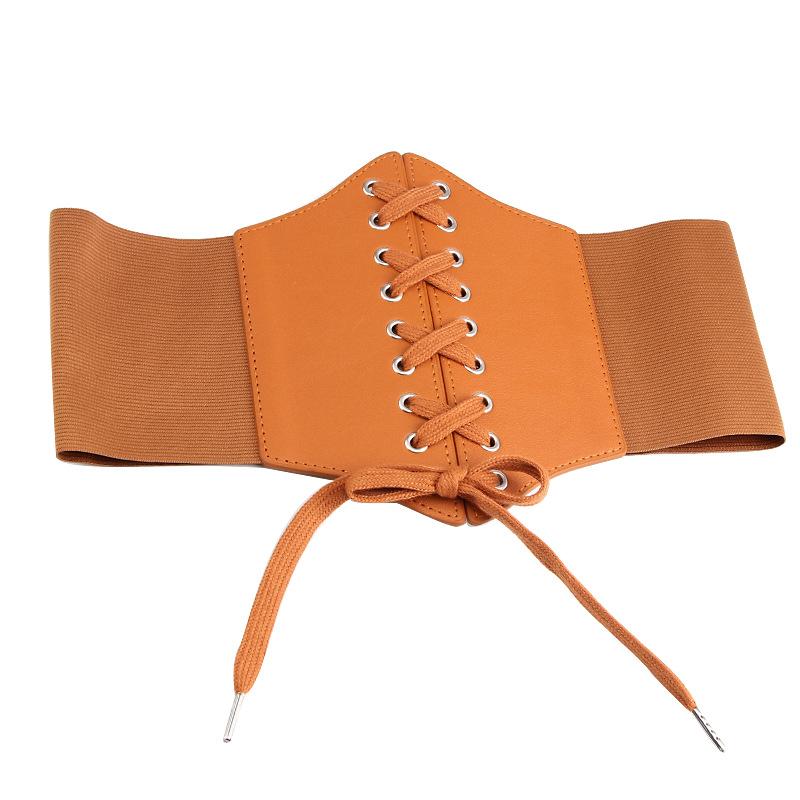 Summer Retro Tight Body Wide Waist Seal Women'S Elastic Elastic Belt With Court Belt