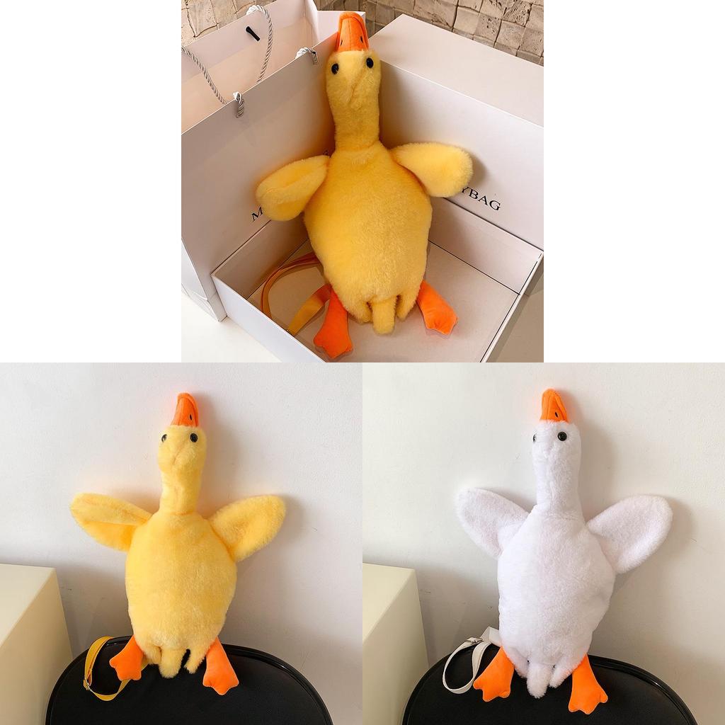 Borsa a Spalla a Forma di Anatra Cartone Animato Peluche con Chiusura a Zip per Uso Quotidiano Casual