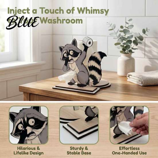 Funny Animal Toilet Roll Stand Paper Holder  Creative Shape Dispenser  Vertical Stable Tissue Rustic Log Style Storage Rack  Solid Wood for