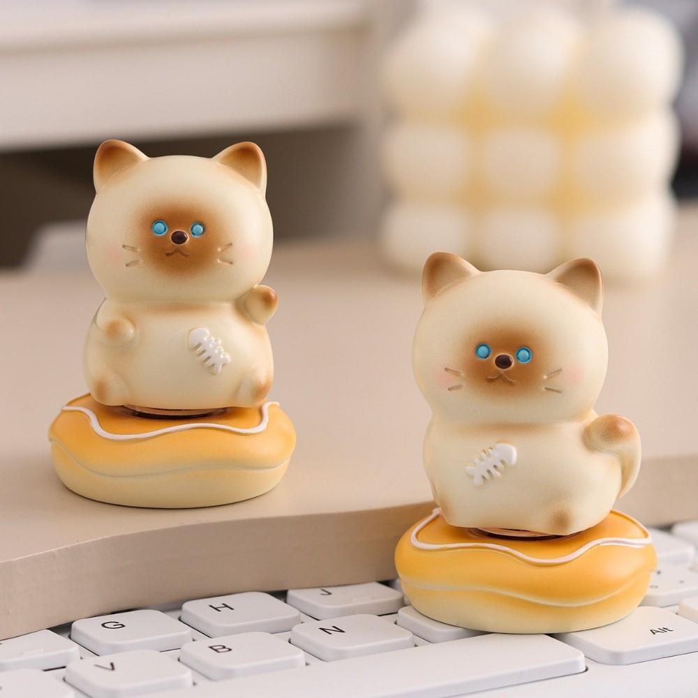 Exquisite Kitty Rotating Figurine Multicolor Table Ornament Cute Siamese Cat Statue  Car Ornaments