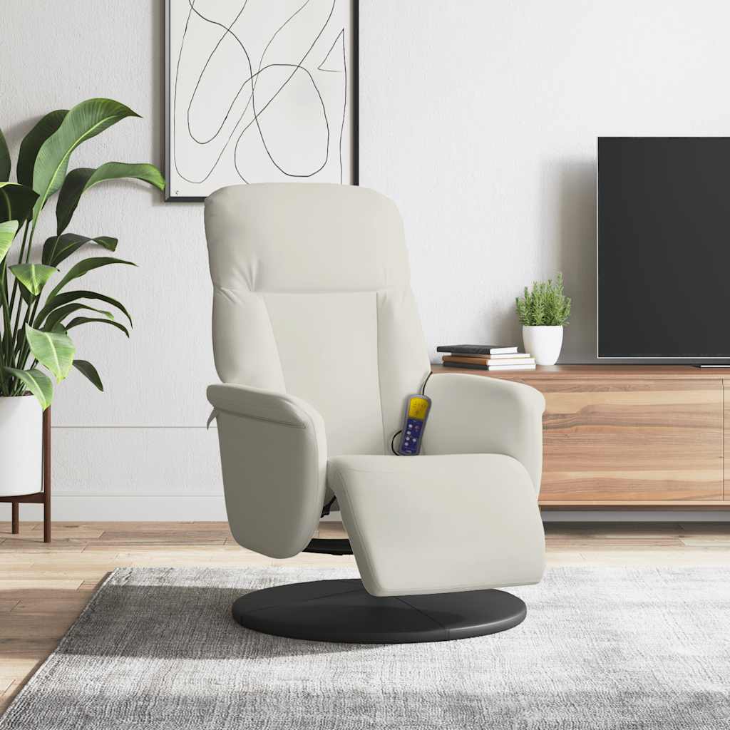 Massage Chair with Footrest Cream Velvet