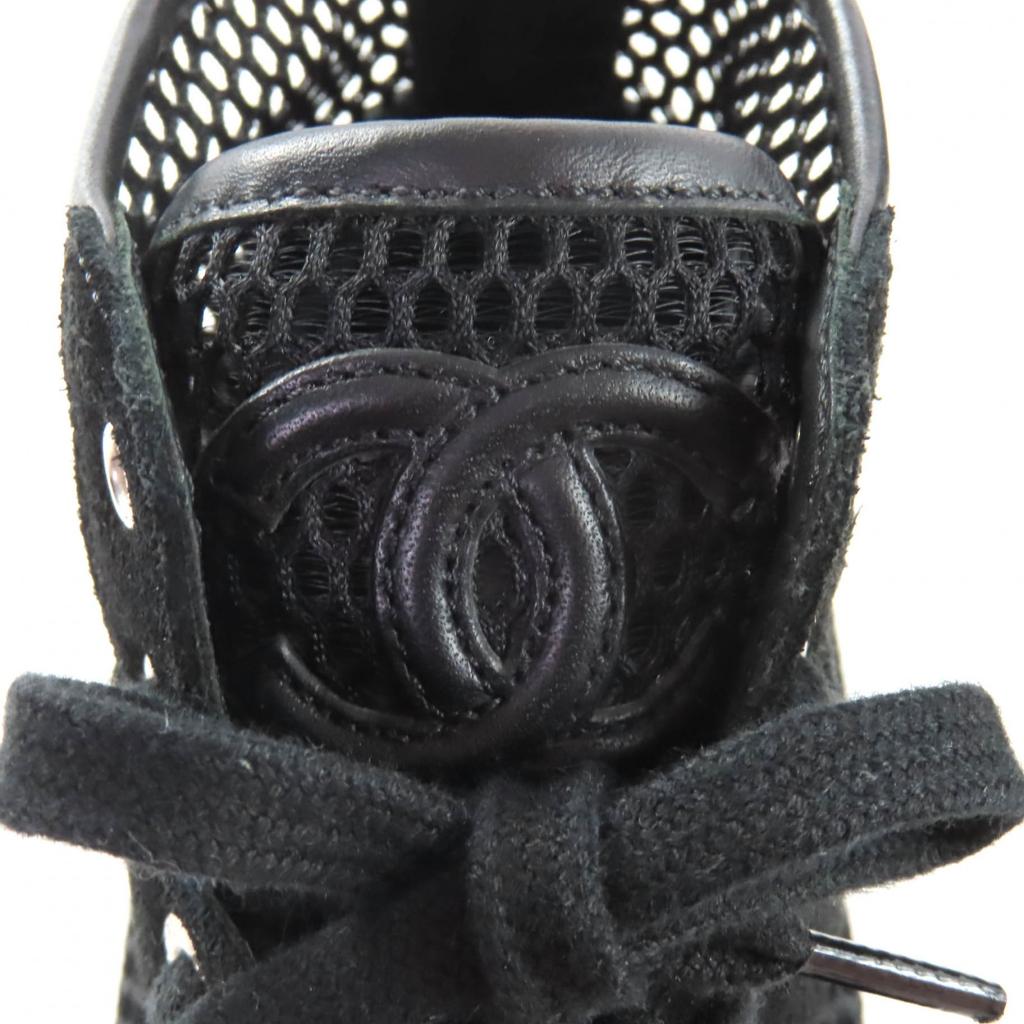 Excellent CHANEL High cut sneakers black Suede leather Women 36 G30786 Used