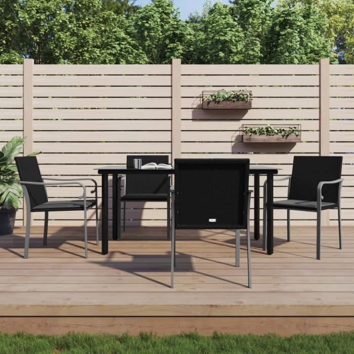 VidaXL Ensemble à manger de jardin 5 pcs coussins résine tressée acier 3186959